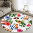 thumbnail image 2 of Tropical Leaves Round Rug 4ft Washable Circle Entryway Rugs Non Slip Summer Coastal Flowers Coconut Watermelon Area Rug Indoor Floor Carpet for Bedroom Kitchen Living Room Home Office Dining Room, 2 of 9