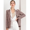 thumbnail image 3 of Blazers para mujer Chaqueta tipo blazer a cuadros con solapa con muesca Boyfriend borgoña XS, 3 of 6