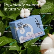 100% Organic Overnight Pads for Women, Ultra Thin Extra Heavy Flow Sanitary Pads with Wings Cotton Menstrual Pads Extra Coverage Period Pads Super Absorbency Feminine Pads (Overnight, Size 5, 36 Ct)