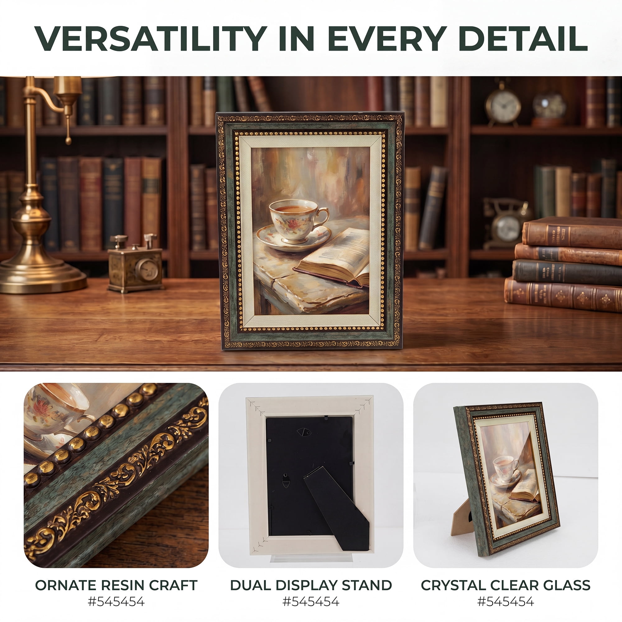 Unique Bargains Wall Hanging & Tabletop Resin Picture Frame for Display Blue 5" x 7"