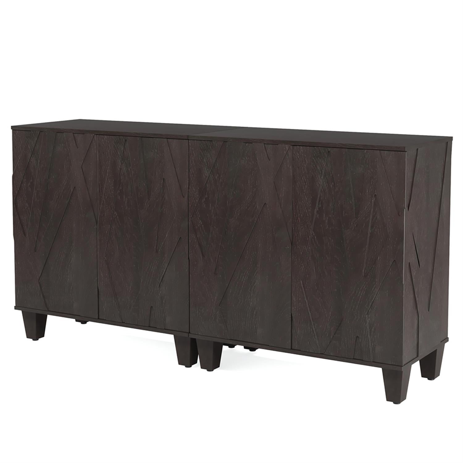 Demi Bonn 55" Sideboard Buffet Storage Cabinet with Solid Wood Legs, Credenza Accent Cabinet for Kitchen Entryway Living Dining Room, Black