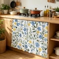 thumbnail image 6 of Blue Yellow Floral Spring Cabinet Curtain 35"Wx35"L,Dustproof Under Sink Skirt W/ Self Adhesive Tape,Summer Botanical Pastoral Green Cabinet Curtain Cover for Kitchen Sink,Bathroom Vanity, 6 of 9