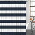 thumbnail image 2 of Nautical Stripe Design Fabric Shower Curtain Curtains - Navy and White 72" x 72" Waterproof Polyester Fabric with Hooks, 2 of 6