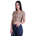 thumbnail image 3 of Moomaya Boat Neck Zipper Top Short Sleeve Viscose Jersey Crop Tops For Women, 3 of 5