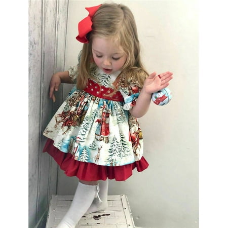 Toddler Baby Girls Kids Winter Christmas Princess Dress Party