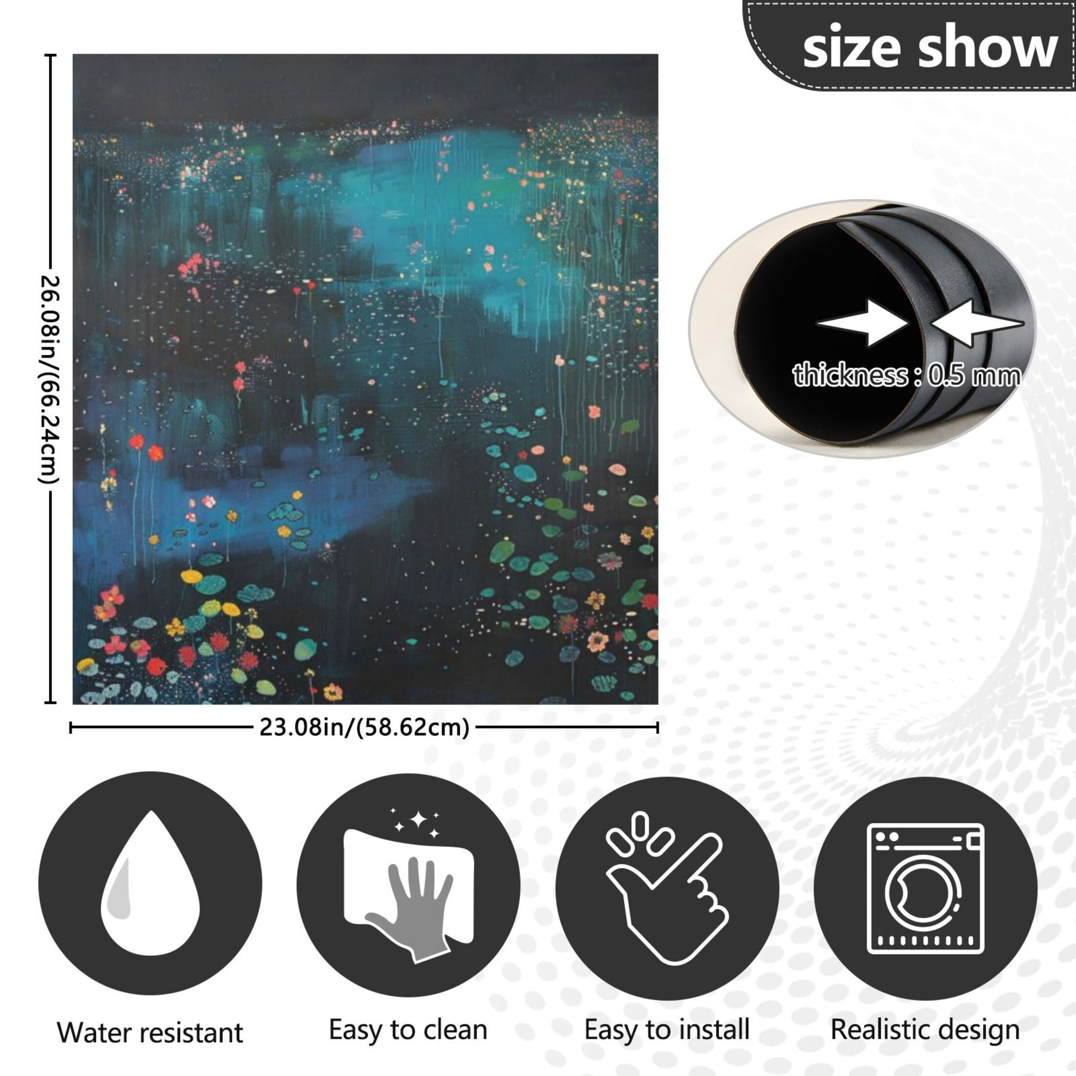 Dishwasher Magnetic Sticker 23x26 Inch Refrigerator Magnetic Sticker Washing Machine Magnetic Sticker Kitchen Panel Magnetic Sticker Home Decor Red Water Flower