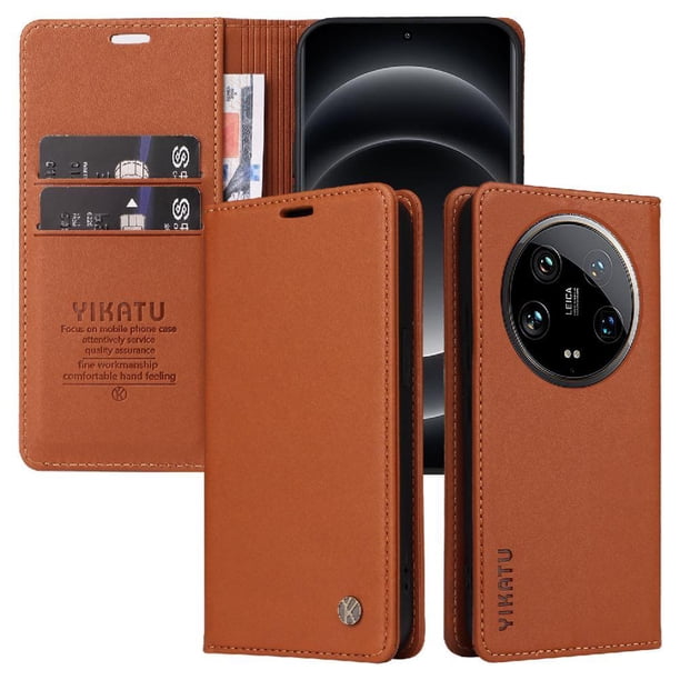 Funda para Xiaomi 14 Ultra Estuche de Cuero PU Tipo Cartera con Ranuras para Tarjetas y Cierre Magnético