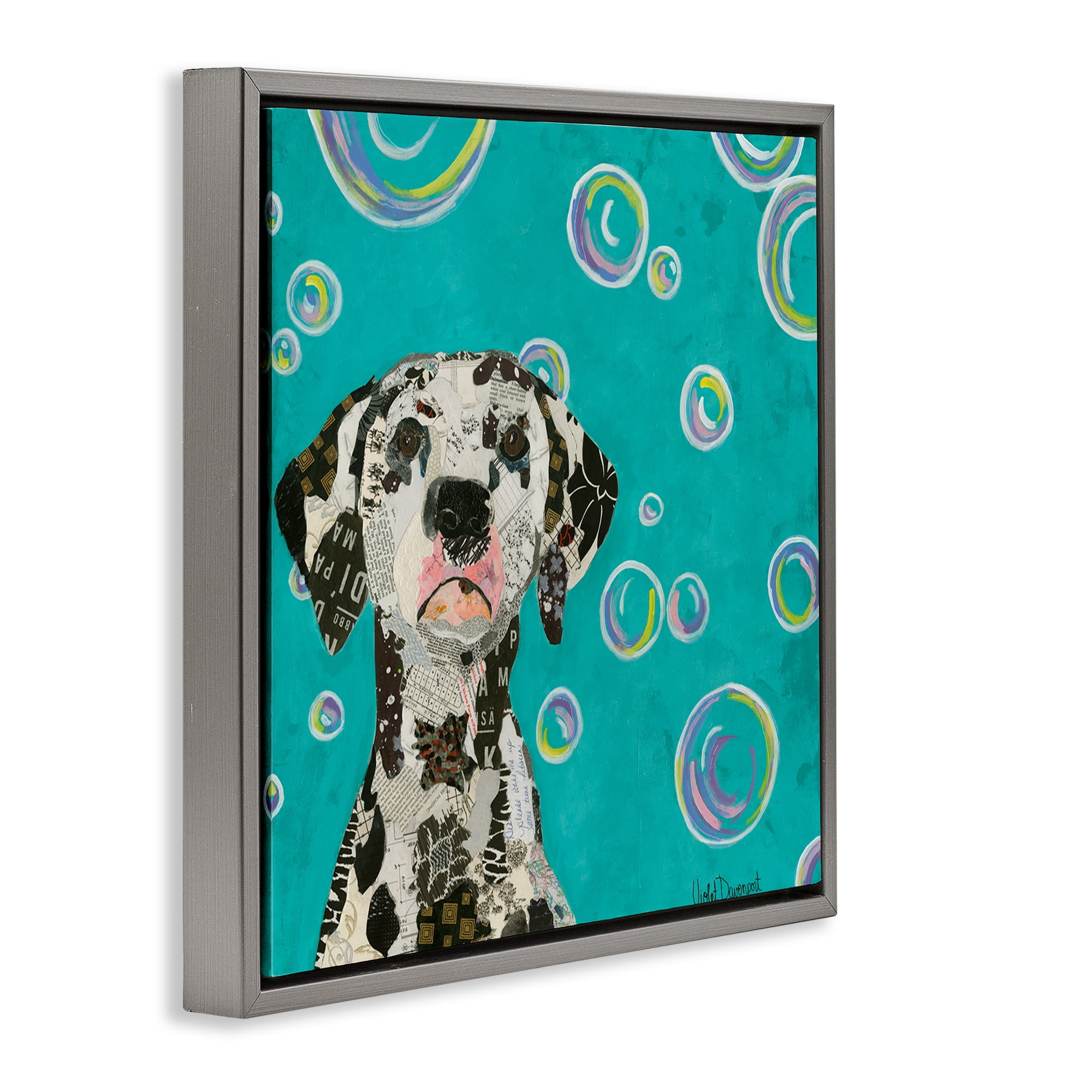 Stupell Industries Love Of Bubbles Collage Animals Painting Gray Floater Framed Canvas Art Print Wall Art, 25 x 25