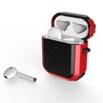 thumbnail image 2 of Case with Keychain Compatible with Airpods 2nd Gen / 1st Gen, PC & TPU Protective Hard Cover Supports Wireless Charging (Front LED Visible) Earbuds Accessories for AirPods 2 / 1 - Red, 2 of 8