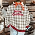 thumbnail image 4 of Tops for Women Plus Size Christmas Plaid Printed Long-sleeved Fleece Round-neck Vintage Letter Casual Sporty Sweatshirt Khaki XXL, 4 of 6