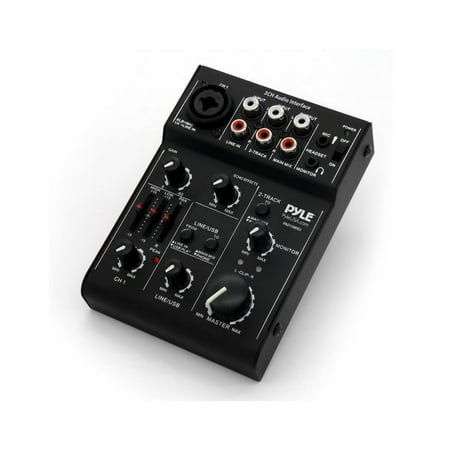 Pyle Pro 3-Channel USB Audio/Sound Mixer Recording Interface with Built-in re-chrg Battery