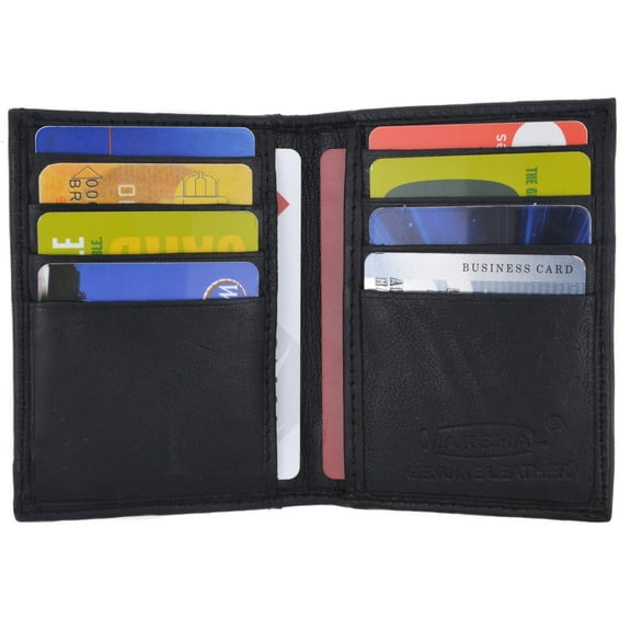 Bifold Lamb Leather Credit Card Holder Wallet with Outside ID Window & Zippered Pocket 76