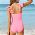 thumbnail image 5 of One Piece Swimsuit for Women Puffy Sleeves Tummy Control Bathing Suit Tie Back Swimwear (Pink, 12-13 Years), 5 of 7