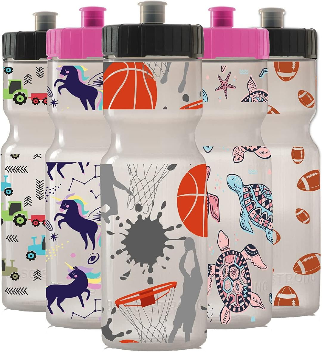 Kids Sports Squeeze Water Bottle 22 oz. BPA Free Sport Bottle W/ Easy Open Push/Pull Cap
