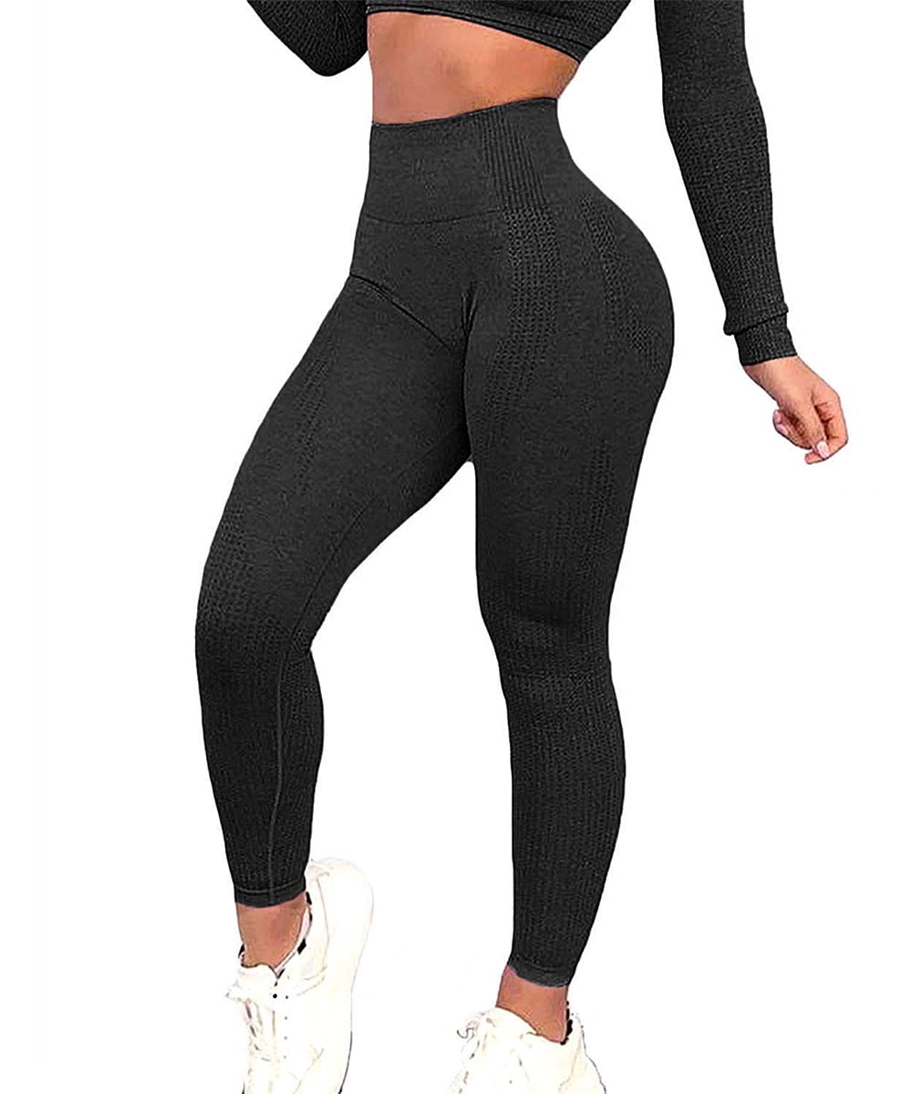 Womens Seamless Yoga Leggings High Waist Butt Lifting Workout Pants Gym Trousers