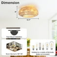 thumbnail image 6 of Parrot Uncle Low Profile Ceiling Fans with Lights, 20 Inch Rattan Flush Mount Ceiling Fan with Remote Control, 6 of 13