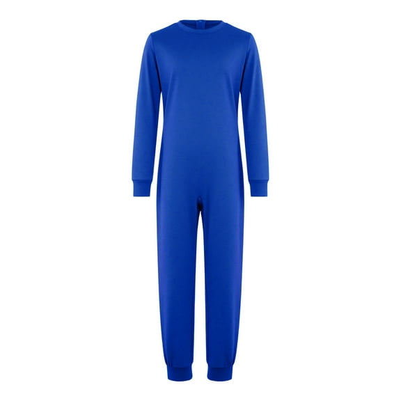 Doomiva Children's Special Needs Adaptive Clothing One Piece Anti-strip Romper Long Sleeve Zip Back Overall Jumpsuit Royal Blue 10