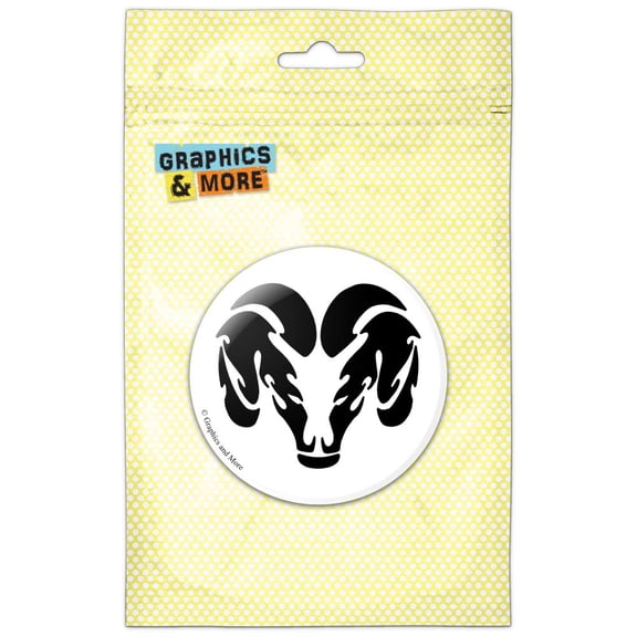 Ram Head Black on White Pinback Button Pin Badge