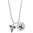 thumbnail image 1 of Delight Jewelry Silvertone Caduceus - RNP Silvertone Script Initial Disc - X - Charm Necklace, 20"+3", 1 of 1