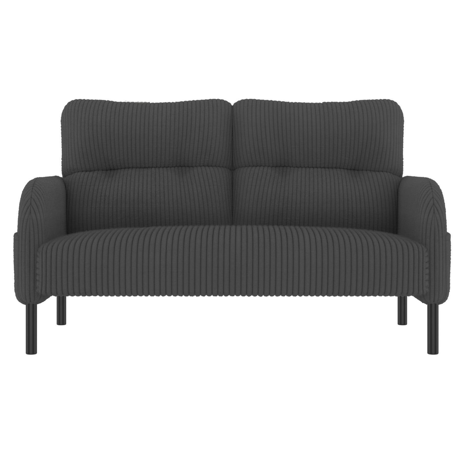 Corduroy Loveseat Sofa, Modern Upholstered Double Sofa Couch with Side Pockets for Living Room Bedroom Apartment, Gray