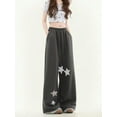 thumbnail image 4 of Casual Star Patchwork Striped Loose Straight Drawstring Waist Sports Pants, 4 of 11