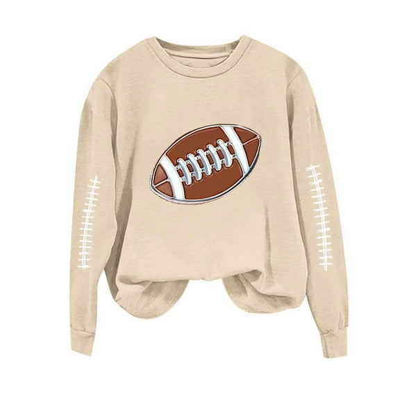 successthop Womens Football Sweatshirt Rugby Game Day Oversized Crewneck Long Sleeve Sweater Pullover Top Fall Clothes S
