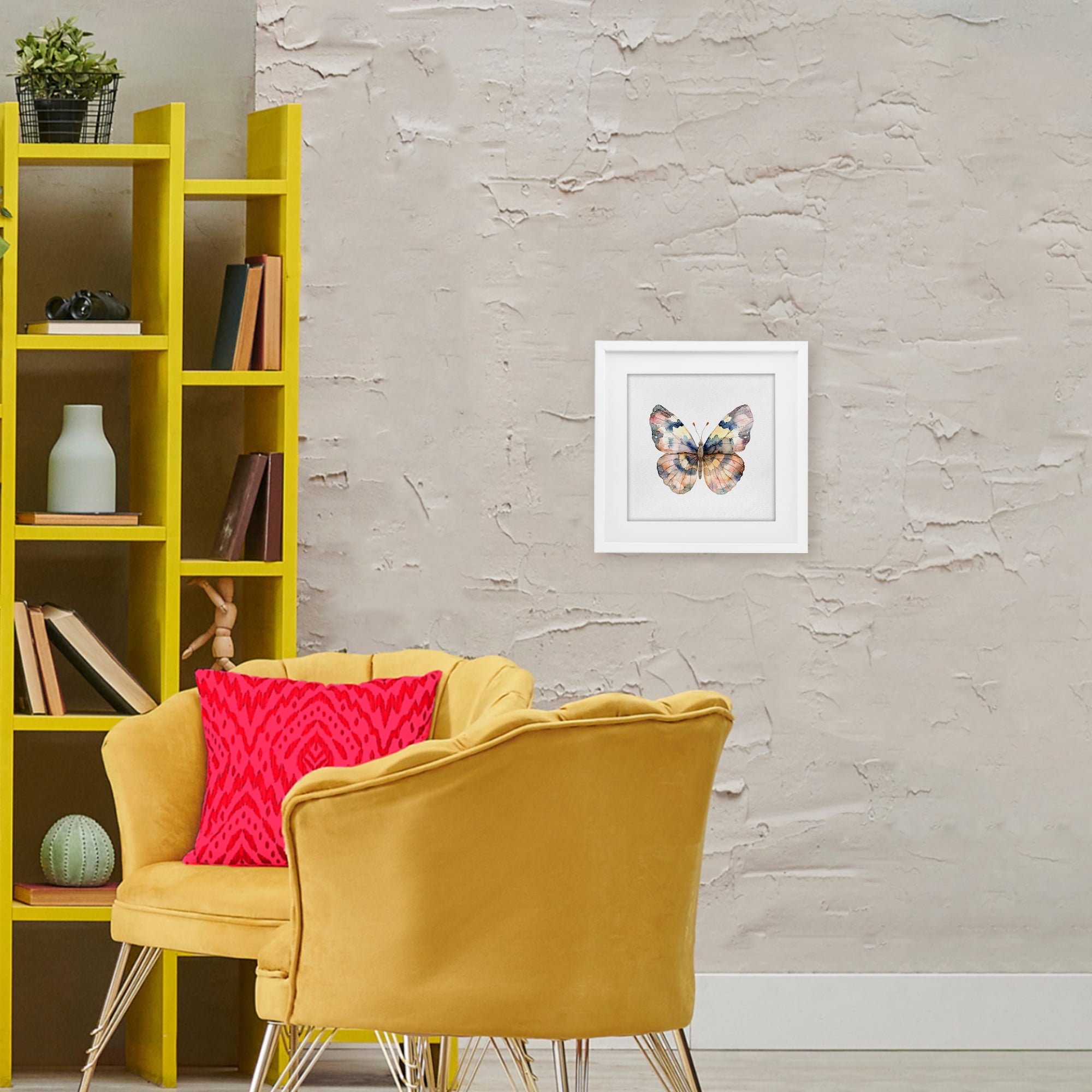 Stupell Industries Traditional Watercolor Butterfly White Framed Print Under Glass, design by Kim Allen