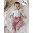thumbnail image 5 of Loicainy Infant Baby Girls Fall Clothes Set 3 6 9 12 Months Long Sleeve Romper with Floral Pants and Headband Outfits, 5 of 9