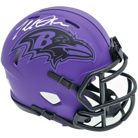 Terrell Suggs Autographed Baltimore Ravens Purple Speed Rave Mini Helmet Beckett BAS Witness 241396