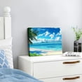 thumbnail image 3 of JRXY Canvas Wall Art Ocean Waves Coconut Trees on Sands Beach Seascape Scenery Painting Nature Picture for Bedroom Home Office Wall Decor 20x16inch, 3 of 6