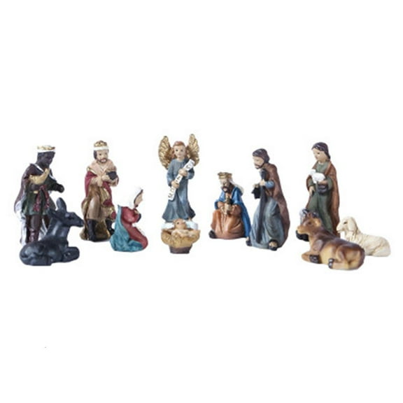 WE-POLUJ Christ Nativity Statue Scene Set Baby Jesus Manger Figurines Resin Crafts Miniatures Religious Ornament Church Gift Home Decoration