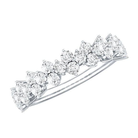 Rosec Jewels Certified Moissanite Half Eternity Band for Women - Moissanite Anniversary Ring - D-VS1 Quality - Ready to Gift, 925 Sterling Silver, US 4.00