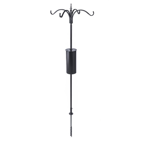 Birds Choice 4 Arm Pole Package, Heavy Duty 1" Diameter Bird Feeder Pole Set with Squirrel Baffle, Black