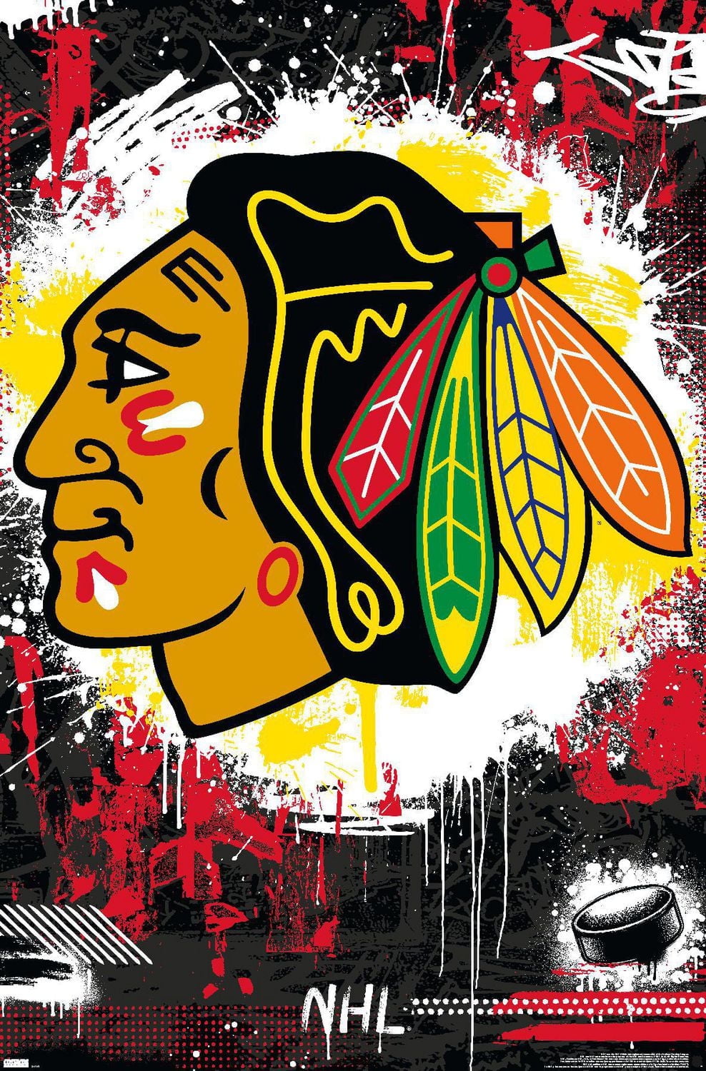 NHL Chicago Blackhawks - Maximalist Logo 23 Wall Poster, 22.375" x 34"
