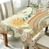 Yayeee Tablecloths 54" x 54" Rectangle Wrinkle Resistant Party Table Cover, Beige Clouds