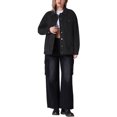thumbnail image 2 of Chaqueta de mezclilla de manga larga y botones para mujer INSPIRE CHIC, oversized, con bolsillos, talla XL, color negro, 2 of 5