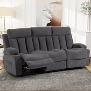 DELMANGO 3-Seater Recliner Sofa Set for Elderly, Manual Triple Reclining Sofa Couch, 3 Seat Recliner Chair for Living Room, Home Theater & Small Spaces, Grey