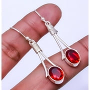 Red Garnet Designer Handmade 925 Silver Plated Earring 1.95" E_9351_135_17, Valentine's Day Gift, Birthday Gift, Beautiful Jewelry For Woman & Girls