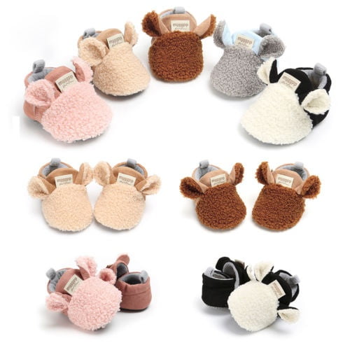 Chaussures de Rampement pour Nouveau-Né Garçon Fille Pantoufles Agneau Pré-Marcheurs