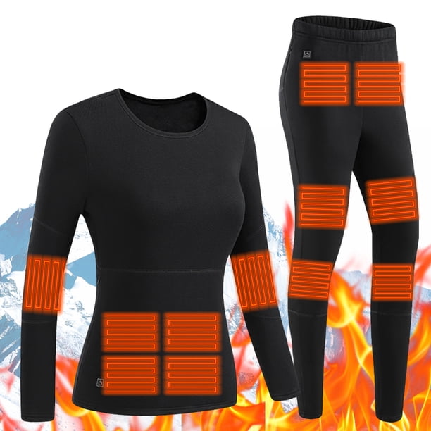 Ropa Interior Térmica para Al Aire Libre Invierno Conjunto Chaqueta Calefactora Mujer