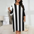 thumbnail image 2 of Black And White Vertical Stripes Sleepshirts For Sleeping Travels Loose Sleepdress Pajama Dress Soft Nightdress Sleepwear, 2 of 7
