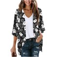 thumbnail image 1 of qolati Halloween Cardigan for Women 3/4 Sleeve Open Front Cardigans Jacket Holiday Fall Outwear Cute Ghost Pumpkin Graphic Cover Up Blouse Tops Black XL, 1 of 4