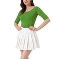 thumbnail image 1 of INSPIRE CHIC T-Shirts à Encolure Bateau pour Femmes Manches Mi-Longues Ajustées Superposition Doux T-Shirt TP Vert Gazon, 1 of 6