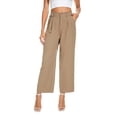 thumbnail image 5 of MINGLE ZING Women's Wide Leg Long Trousers with Tie Belt for Women Pleated Front High Waisted Pants, 5 of 6