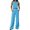 Light Blue, variant on JIAYUE Women 2 Piece Outfit Crew Neck Sleeveless Solid Color Crop Tank Top Elastic Waist Pants for Vacation Beach Travel