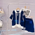 thumbnail image 2 of Sonducket Traje de algodón a rayas para niños, cremallera colorida, manga larga, verano, suelto, viaje, fotografía, Jersey, ropa corta conjuntos de ropa 130CM, 2 of 6