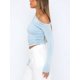 thumbnail image 4 of Tops cortos de color para mujer, camisetas lisas de manga larga con hombros oblicuos, camisetas ajustadas para primavera y otoño, ropa de calle TRKIYQC moda, 4 of 5