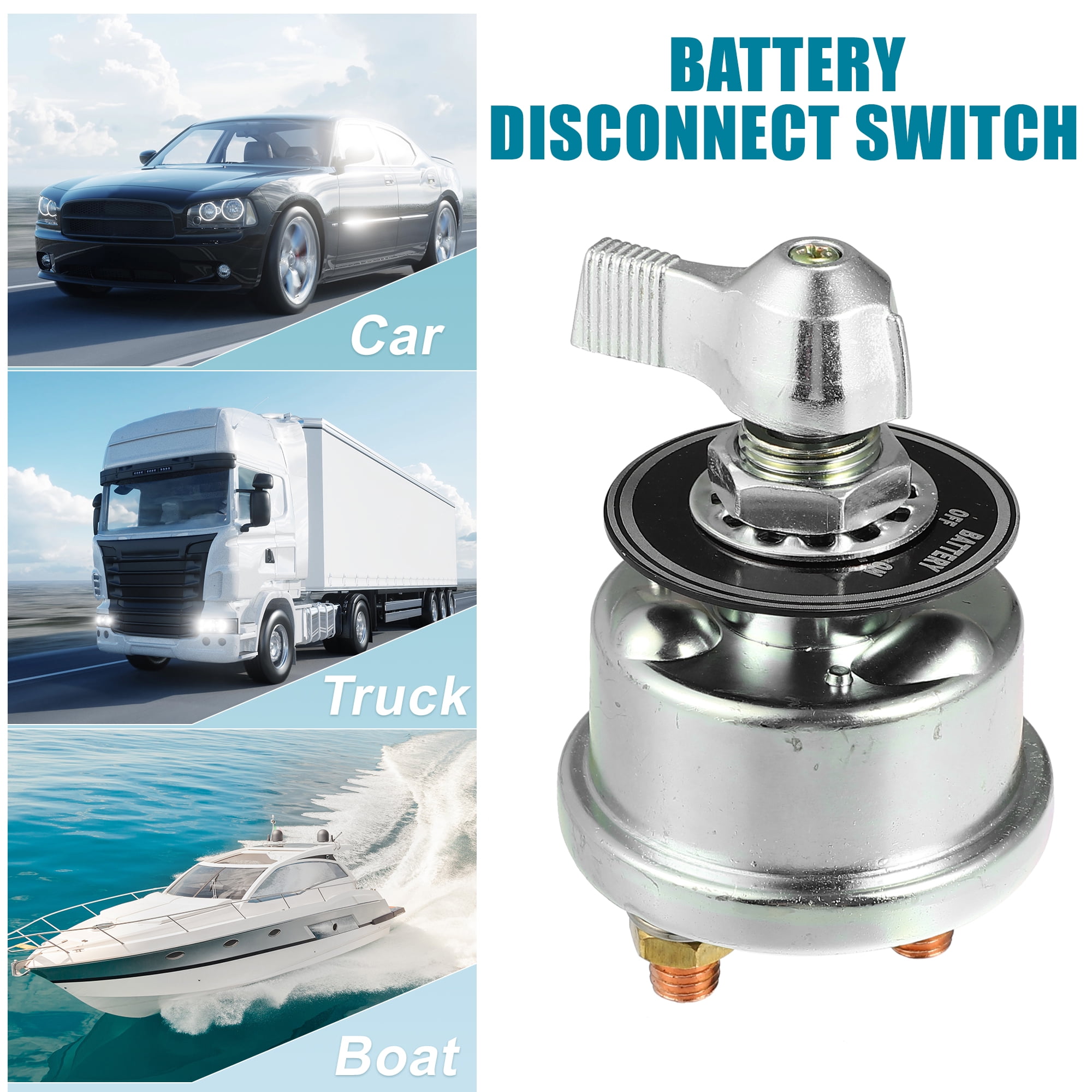 Unique Bargains Battery Disconnect Switch 12V-48V Battery Cut Off Switch for Car Vehicle RV Truck Boat SUV (Set of 1)