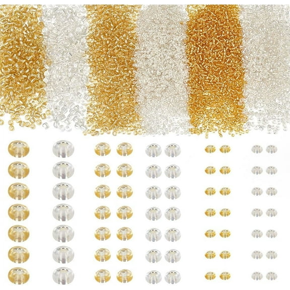 4140Pcs 3 Sizes Glass Seed Beads 2-4mm Gold and Silver Seed Beads Small Round Spacer Loose Czech Beads Crafts Beads for DIY Bracelets Necklaces Jewelry Making Hole: 1-1.5mm Multi-color