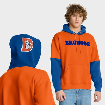 Men's Fanatics Orange Denver Broncos Helmet Retro Pullover Hoodie